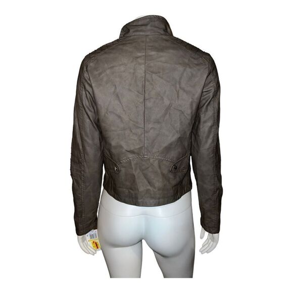 Jou Jou Juniors Faux-Leather Jacket Portobello Gray Medium New - Picture 3 of 9